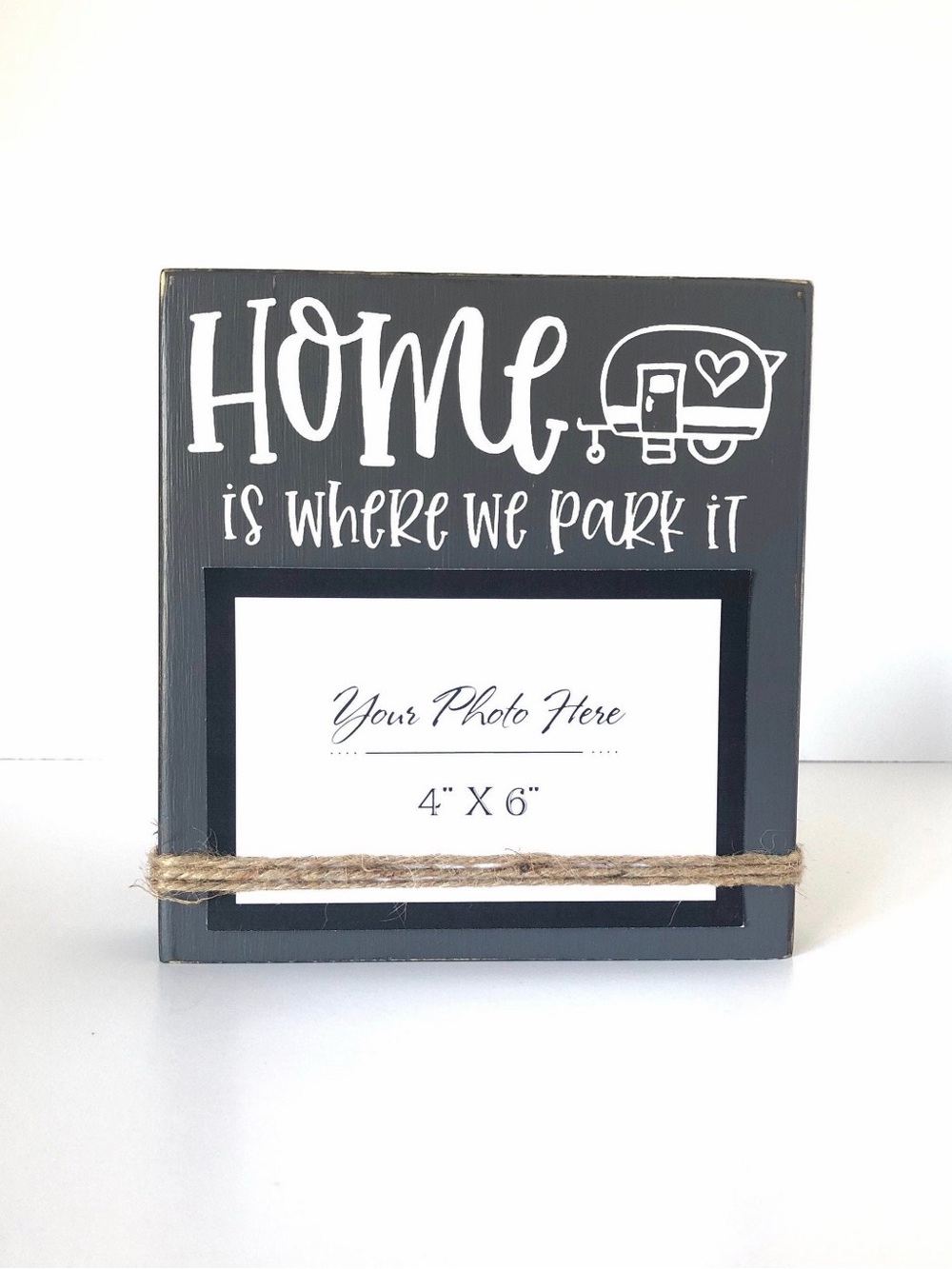 Home Is Where We Park It Handmade Wood Block Photo Holder